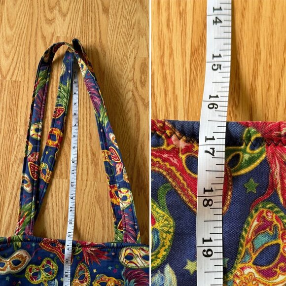 Handmade Mardi Gras Masquerade Tote Bag Double Strap Shoulder Purse Colorful - Picture 8 of 9